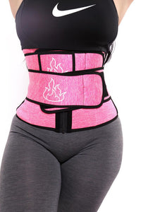 Pink Double Belt & Zipper Waist Trainer For Women