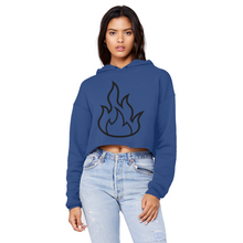 Load image into Gallery viewer, Fire Unisex Cropped Raw Edge Boyfriend Hoodie